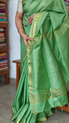 Peridot Green Mini Checks Semi Silk Saree - BGR8