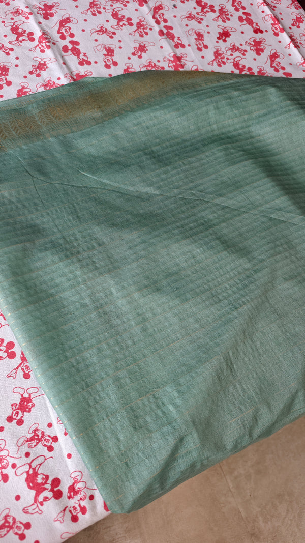Pastel Teal Mini Checks Semi Silk Saree - BGR8