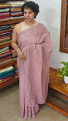 Lavender Kota Saree with Embroidery and Crochet Lace - 35BT