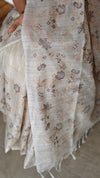 Light Beige and Taupe Kota Saree with Cross Stitch Embroidery - 5033