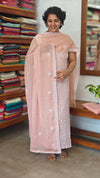 Dusty Peach Embroidered Crushed Organza Suit - 7292