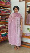 Lilac Embroidered Crushed Organza Suit - 7292