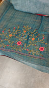 Ice Blue Linen Tissue Embroidered Saree - JL391 - 2