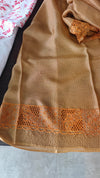 Brown Mustard Kota Saree with Cutwork - 408D