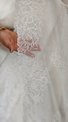 Milky White Crushed Organza Saree - R4311