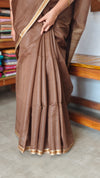 Walnut Brown Chanderi Tussar Silk Saree - ANX19