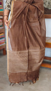 Walnut Brown Chanderi Tussar Silk Saree - ANX19
