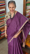 Grape Wine Chanderi Tussar Silk Saree - ANX19