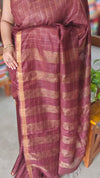Coffee Brown Zari Checked Bhagalpuri Silk Saree - BPR3