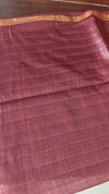 Coffee Brown Zari Checked Bhagalpuri Silk Saree - BPR3