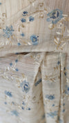 Light Beige and Greyish Blue Kota Saree with Cross Stitch Embroidery - 5033