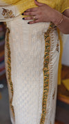 Cream and Mustard Block Printed Cotton Suit - L425