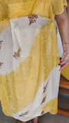 Cream and Mustard Block Printed Cotton Suit - L425