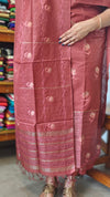 Rust Brown Embroidered Noel Tussar Silk Suit - 4955