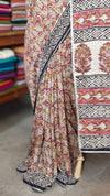 Mustard Block Printed Crepe Linen Saree - 4929