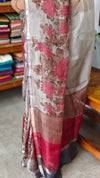 Taupe Kota Silk Floral Printed Saree - KTS3