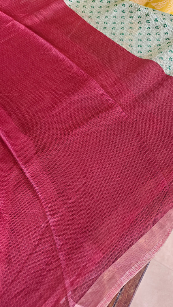 Coral Green Printed Kota Silk Saree - KTS3