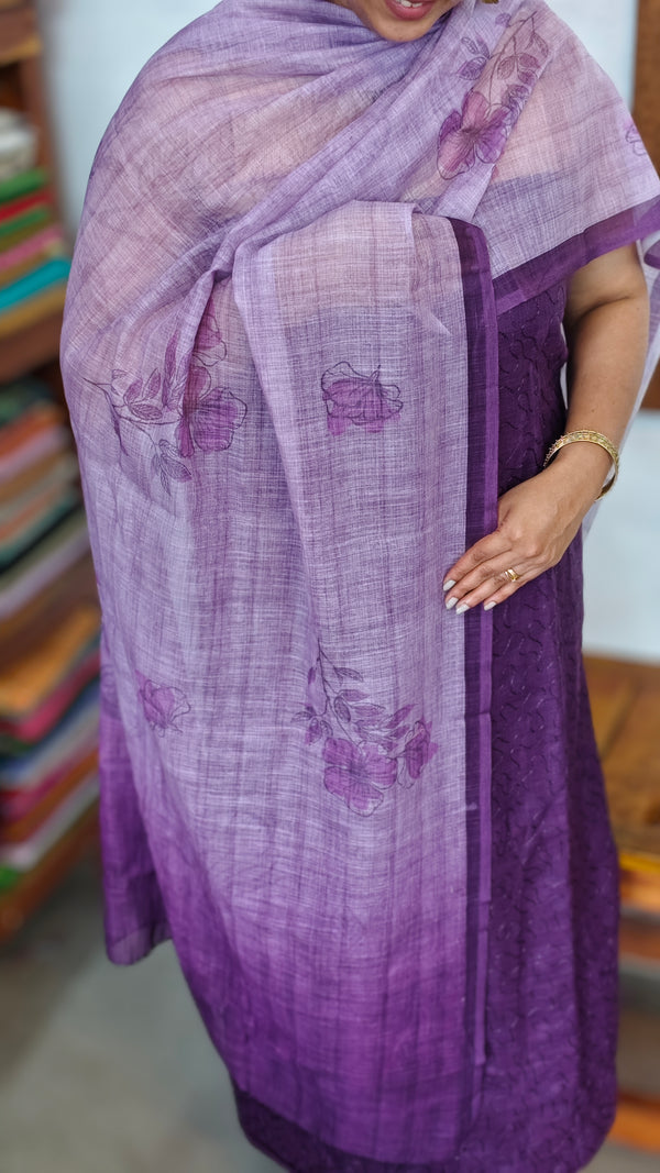 Purple Linen Cotton Suit - QS52
