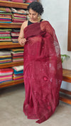 Maroon Super net Kota Saree with Crochet work - 9818