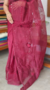 Maroon Super net Kota Saree with Crochet work - 9818