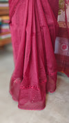Maroon Super net Kota Saree with Crochet work - 9818