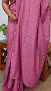 Thulian Pink and Gold Checked Semi Silk Saree - 9733