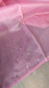 Pink Tissue Organza Saree with Mirror Work - 3637A