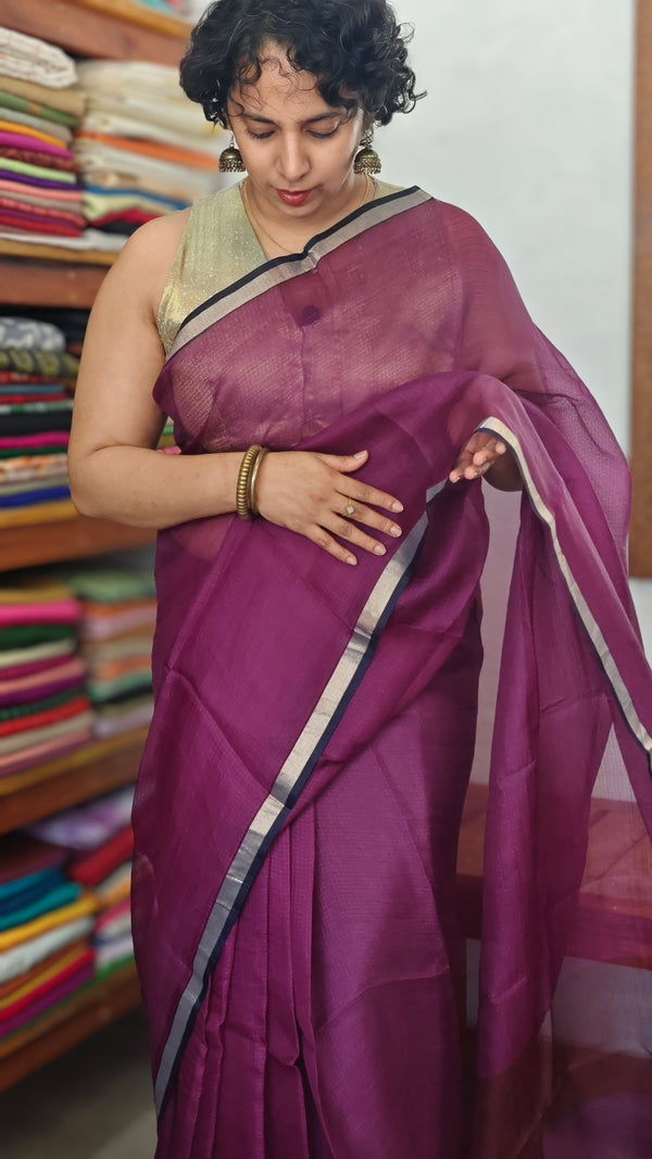 Wine Pure Kota Silk Saree - KTS3