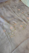 Dusty Lavender Linen Tissue Saree with Zari Embroidery - XN28