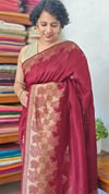 Rich Maroon Chinon Silk Banarasi Saree - CB492
