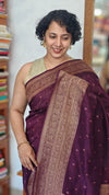 Deep Purple Chinon Silk Banarasi Saree - CB492
