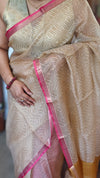 Light Beige Printed Pure Kota Silk Saree - KTS3