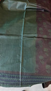 Dark Coffee Brown Block Printed Noel Tussar Silk Saree - TQN2
