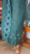 Bottle Green Linen Cotton Suit with Applique Work - RXC3