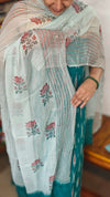 Teal Blue Cotton Ikat Suit