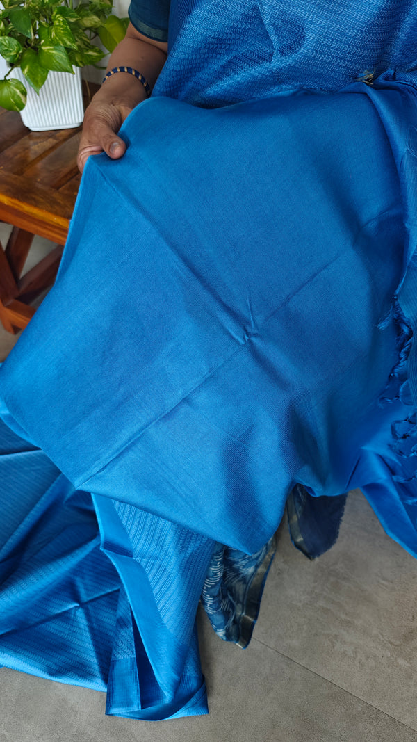 Olympic Blue Woven Noel Tussar silk Saree - 34NU