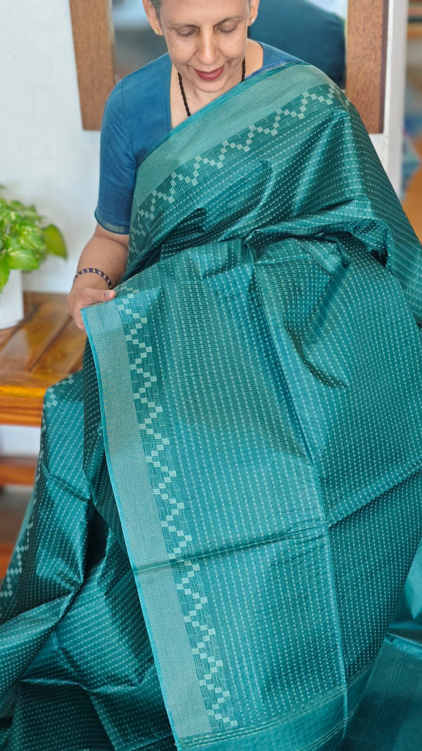 Bottle Green Woven Noel Tussar Silk Saree - 34NU