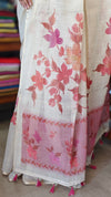 Cream Blended Linen Saree