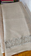 Greige Kota Saree with Cutwork Borders - 409M