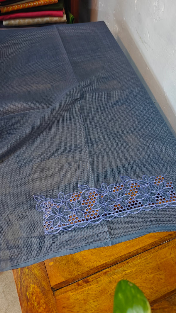 Blue Lavender Kota Saree with Cutwork - 409M