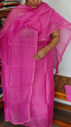 Pink Supernet Kota Suit with Hand Crochet - TB48