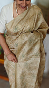 Golden Beige Embroidered Tussar Silk Saree - ETS25