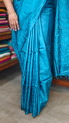 Cerulean Blue Embroidered Tussar Silk Saree - ETS25