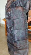 Grey Printed Tussar Silk Suit - PTS25