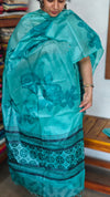 Cyan Blue Printed Tussar Silk Suit - PTS25