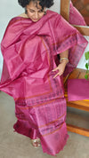 Deep Pink Printed Tussar Silk Suit - PTS25