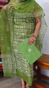 Green Batik Printed Net Kota Suit - GN65
