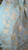 Pastel Blue Linen Chanderi Saree with Golden Applique - D773