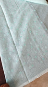 Pastel Blue Linen Chanderi Saree with Golden Applique - D773