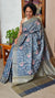 Capri Blue Embroidered Lined Noel Tussar Silk Saree